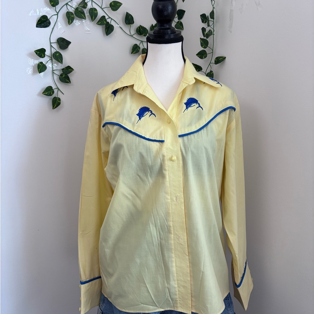 Vintage-Inspired Yellow Western Embroidered Blouse - Picture 7 of 7